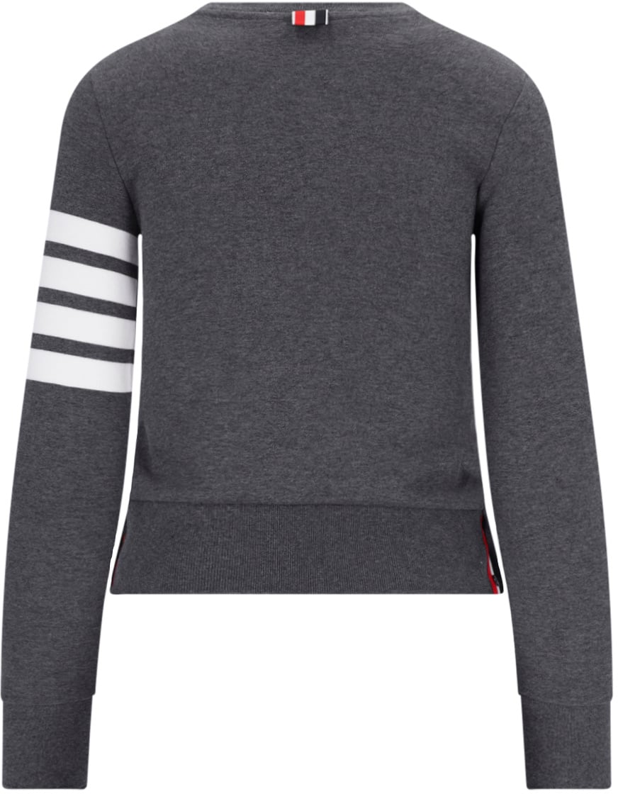 Thom Browne Crewneck Sweatshirt With Iconic Stripes And Tricolor Tab Grijs
