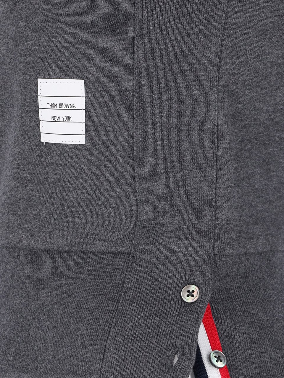Thom Browne Crewneck Sweatshirt With Iconic Stripes And Tricolor Tab Grijs