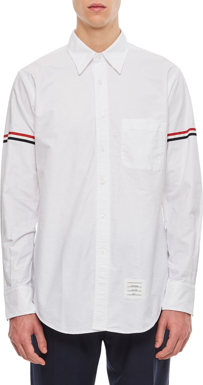 Thom Browne Long-Sleeved Button-Up Shirt With Grosgrain Stripes Wit