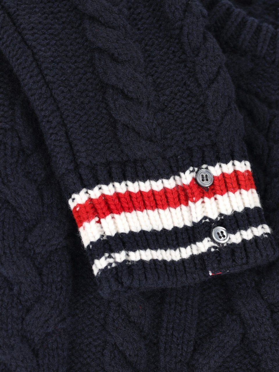 Thom Browne Blue Cable Knit Virgin Wool Sweater Wit
