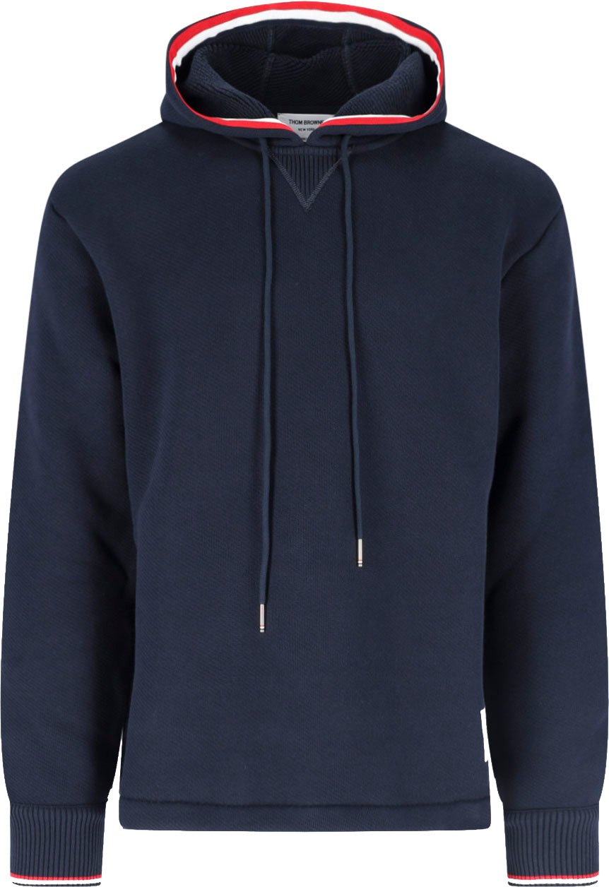 Thom Browne Navy RWB Striped Hoodie Blauw