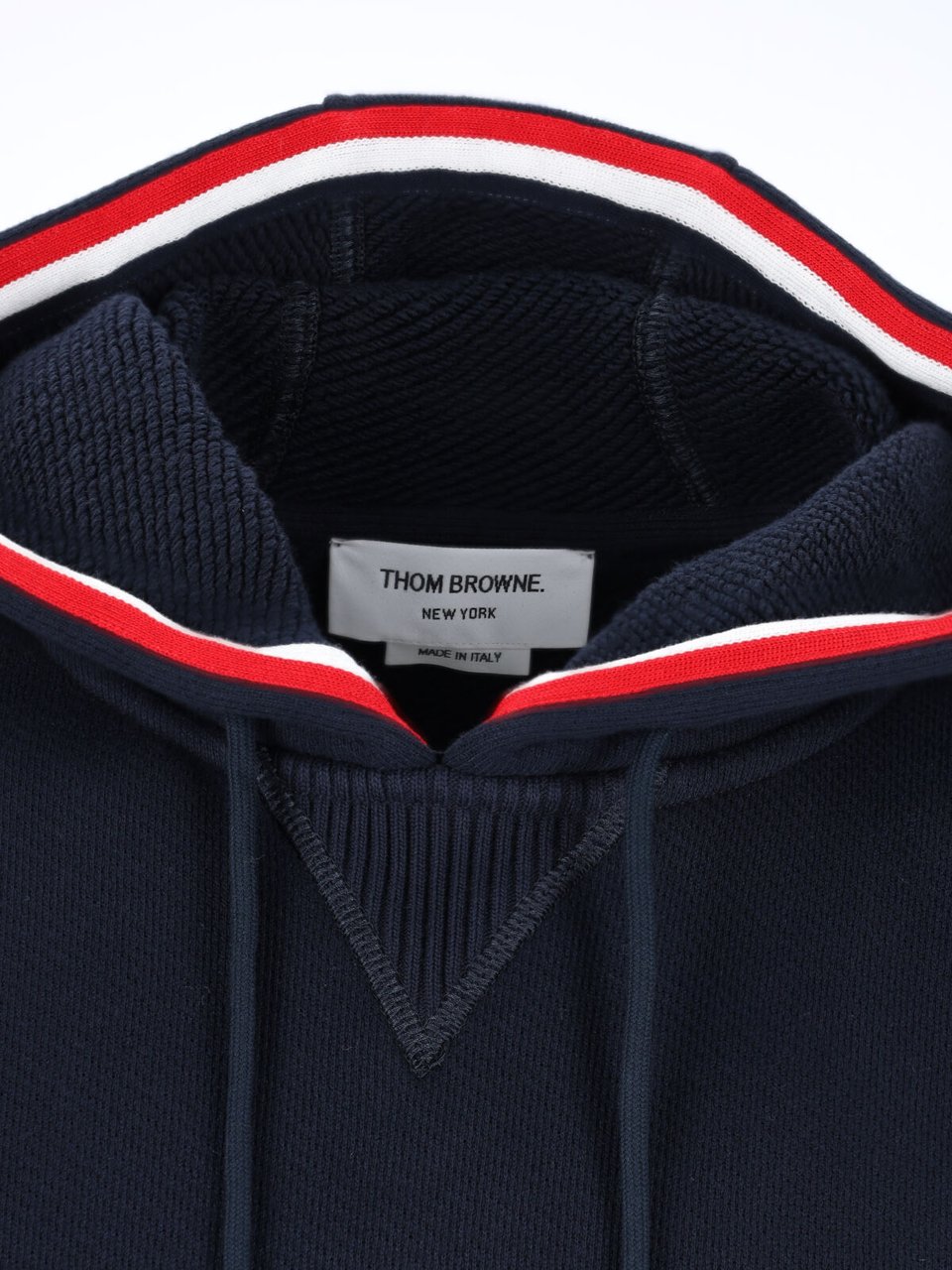 Thom Browne Navy RWB Striped Hoodie Blauw