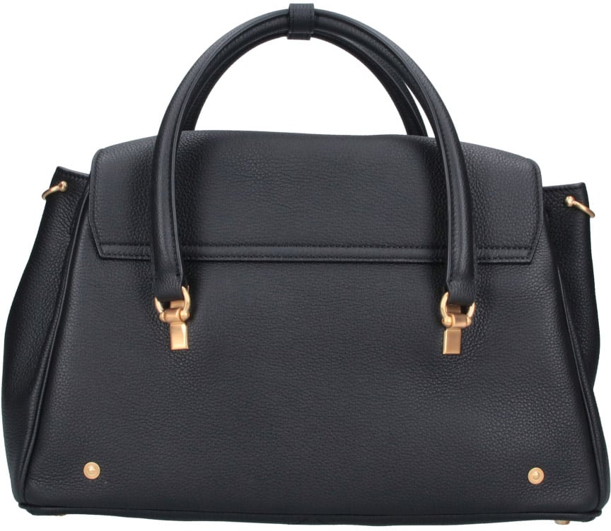 Thom Browne Black Bolton Structured Calf Leather Handbag Zwart