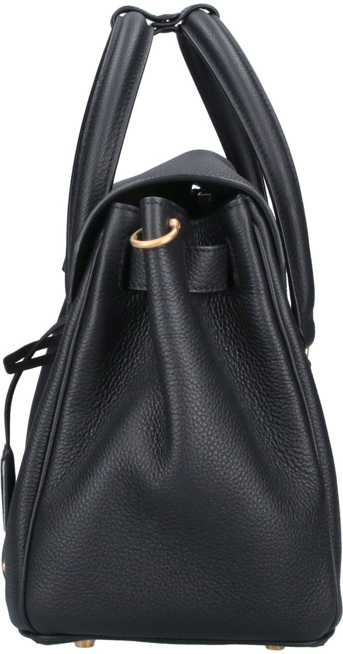 Thom Browne Black Bolton Structured Calf Leather Handbag Zwart