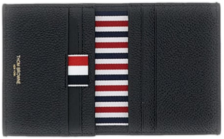Thom Browne Black RWB Stripe Leather Card Holder Zwart