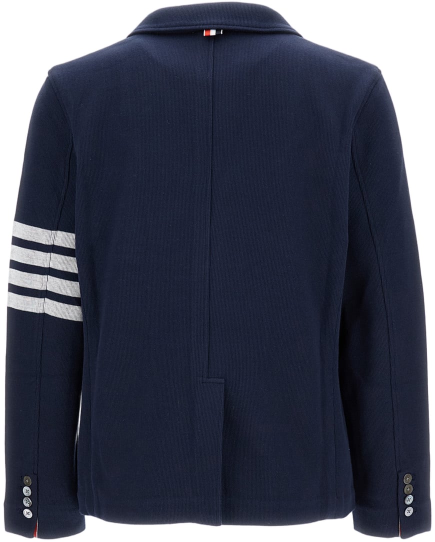 Thom Browne Structured Blue Jacket with Zipper Closure Blauw