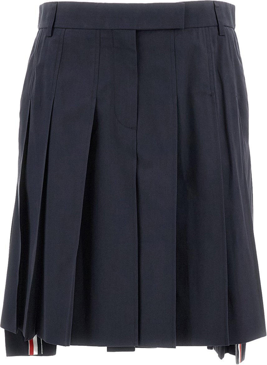 Thom Browne Cotton Pleated Skirt Blauw