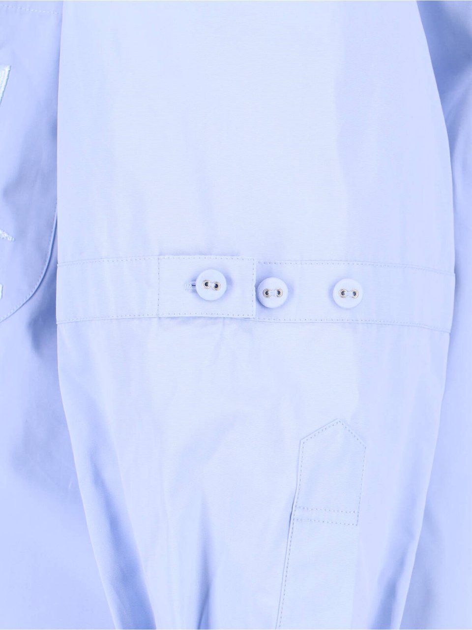 Thom Browne Blue Poplin Curved Hem Logo Shirt Blauw