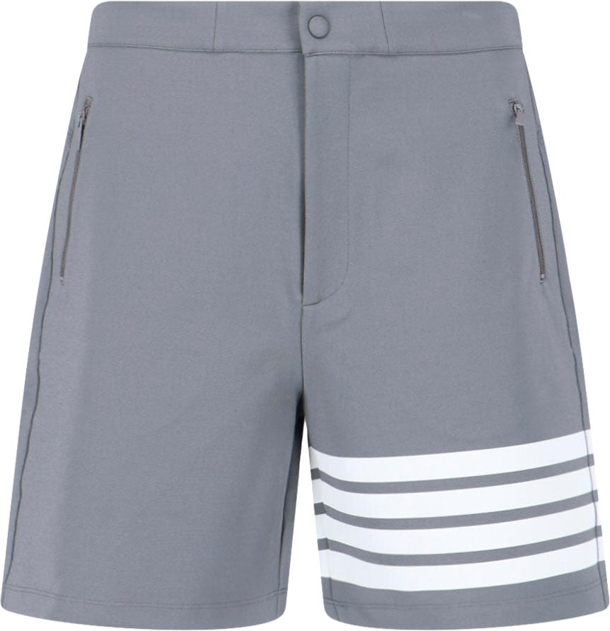 Thom Browne Grey 4-Bar Viscose Blend Straight Shorts Grijs