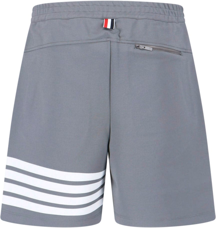 Thom Browne Grey 4-Bar Viscose Blend Straight Shorts Grijs