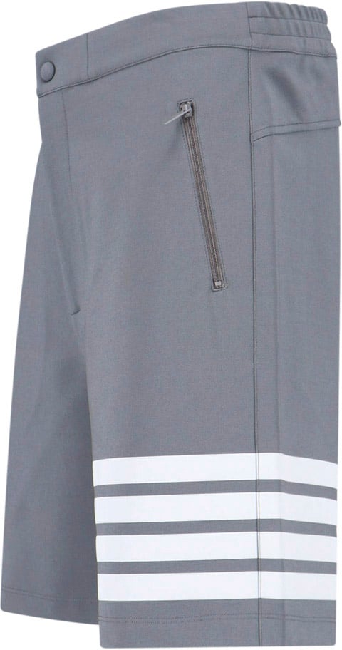 Thom Browne Grey 4-Bar Viscose Blend Straight Shorts Grijs