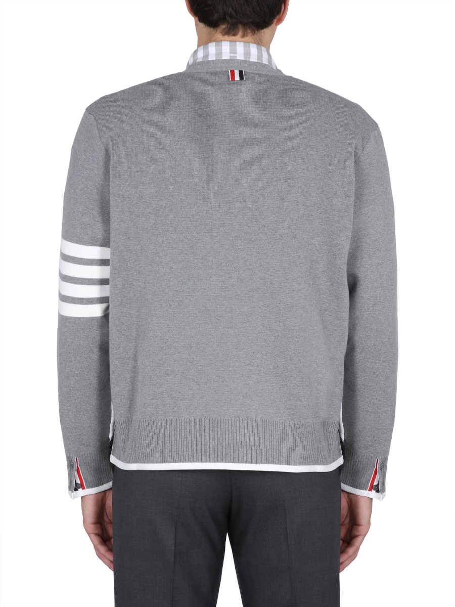 Thom Browne 4BAR STRIPE CARDIGAN Grijs