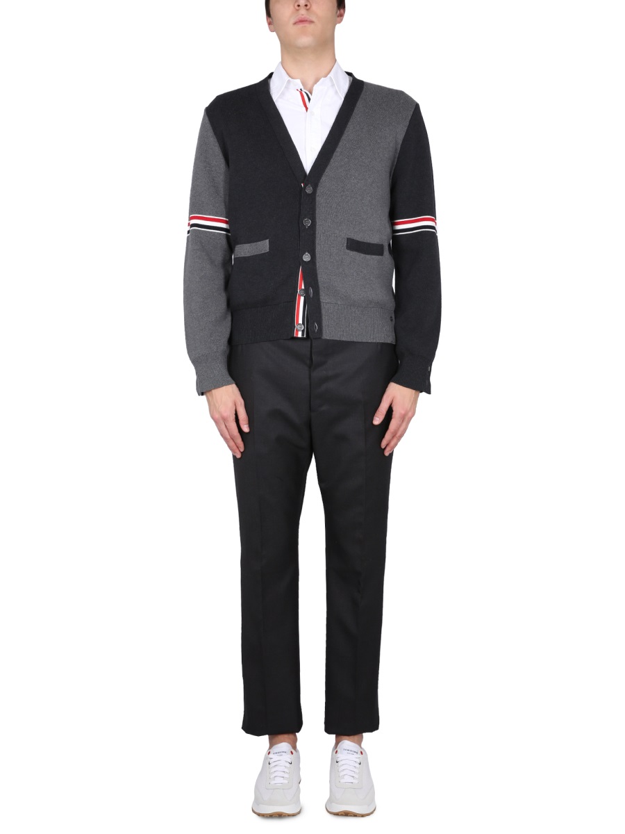 Thom Browne V-NECK CARDIGAN Grijs