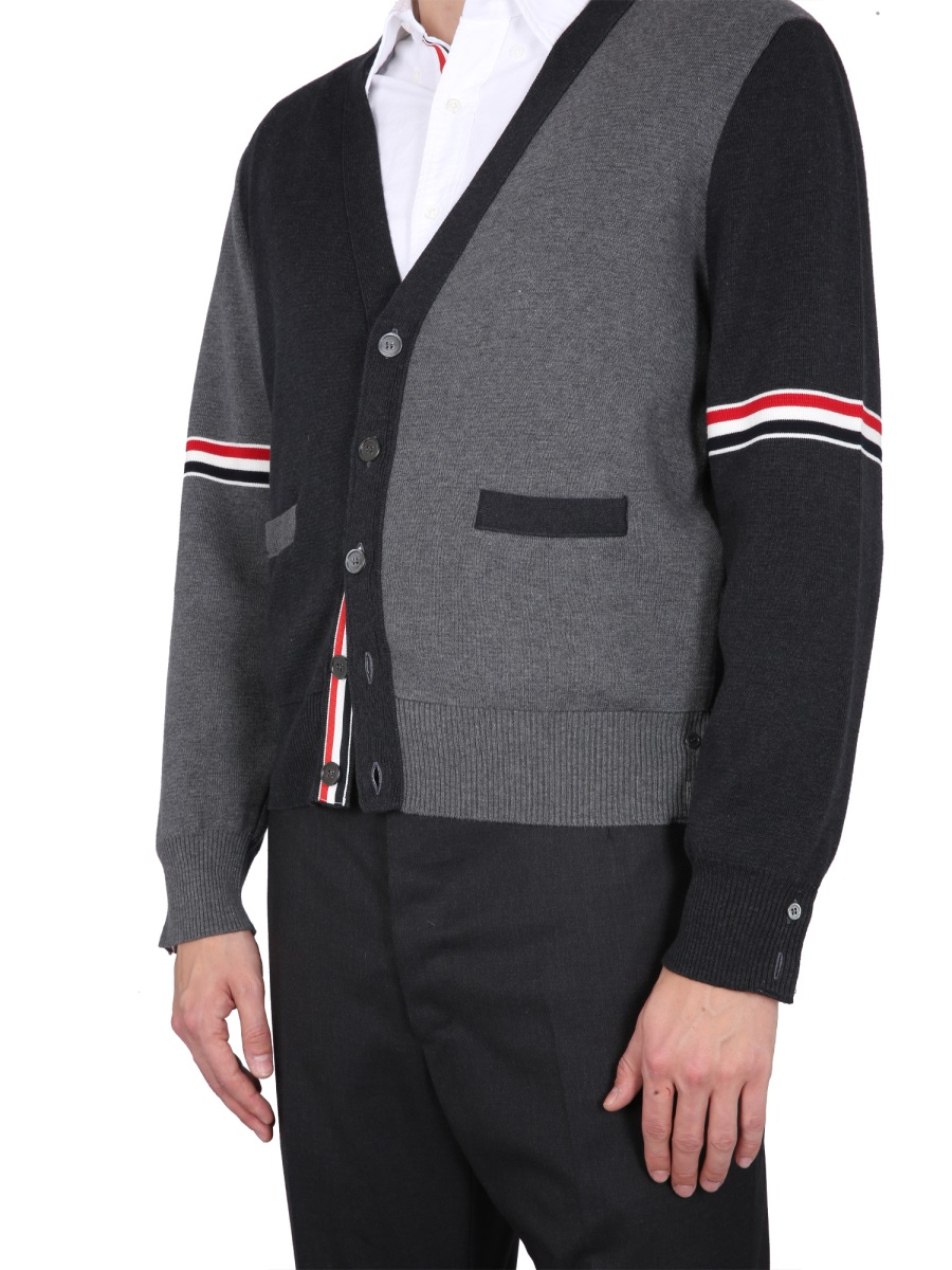 Thom Browne V-NECK CARDIGAN Grijs