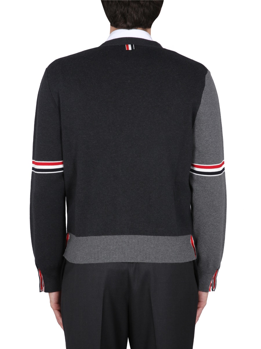 Thom Browne V-NECK CARDIGAN Grijs