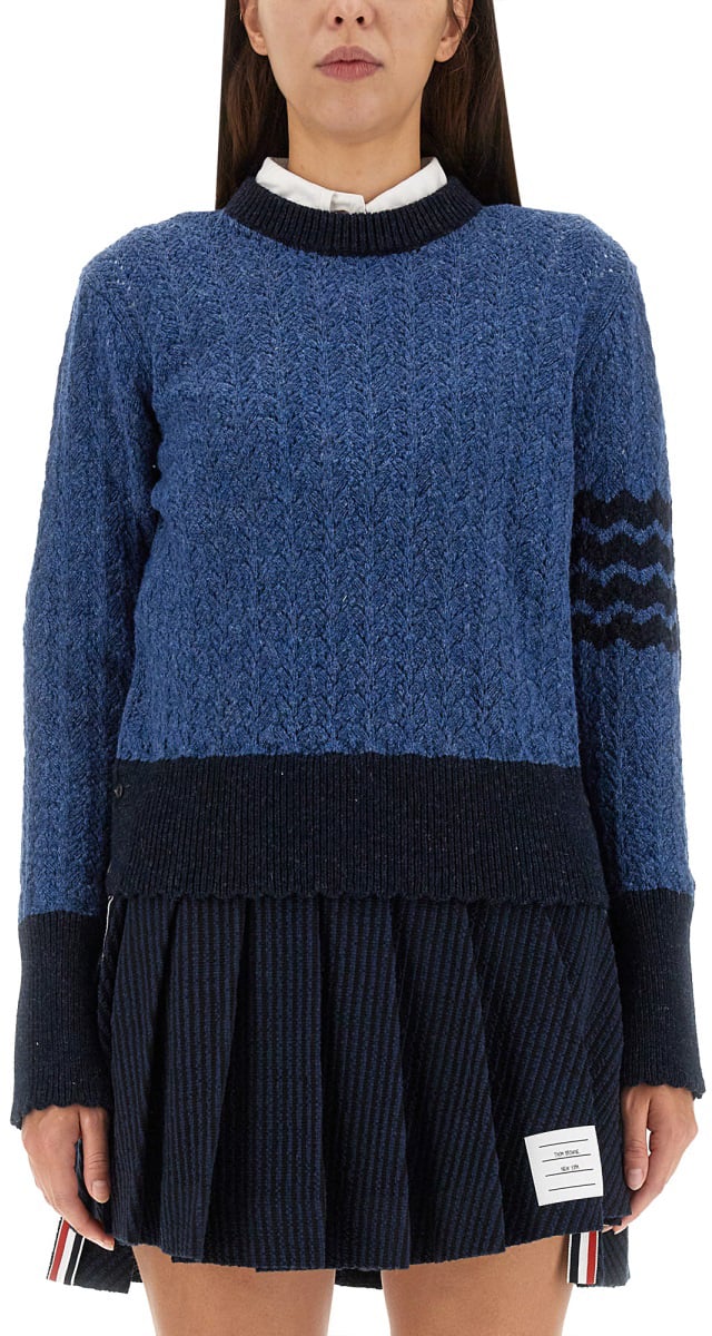 Thom Browne 4BAR STRIPE JERSEY Blauw