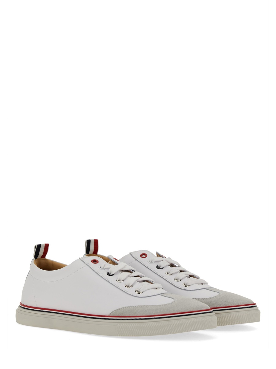 Thom Browne LOW-TOP LEATHER SNEAKER Wit