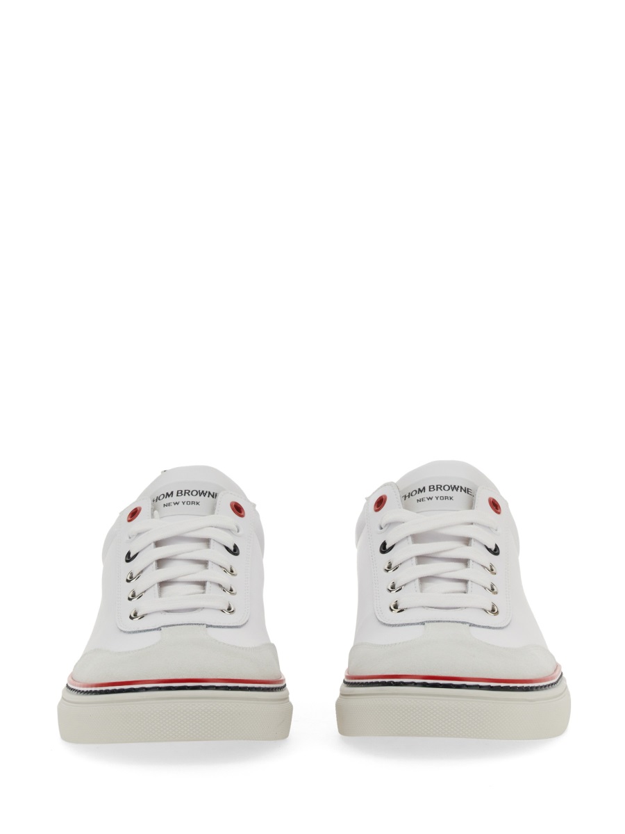 Thom Browne LOW-TOP LEATHER SNEAKER Wit