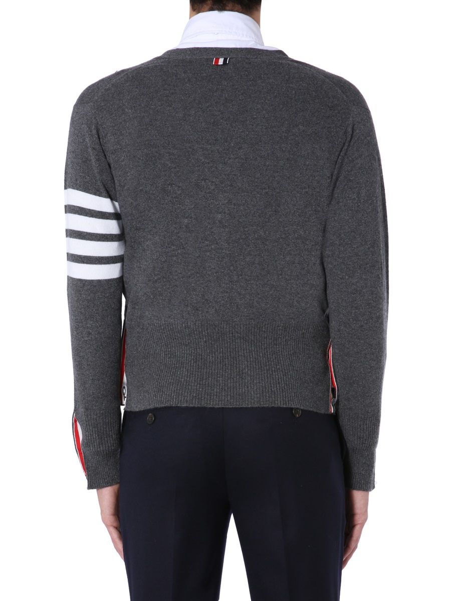 Thom Browne V-NECK CARDIGAN Grijs