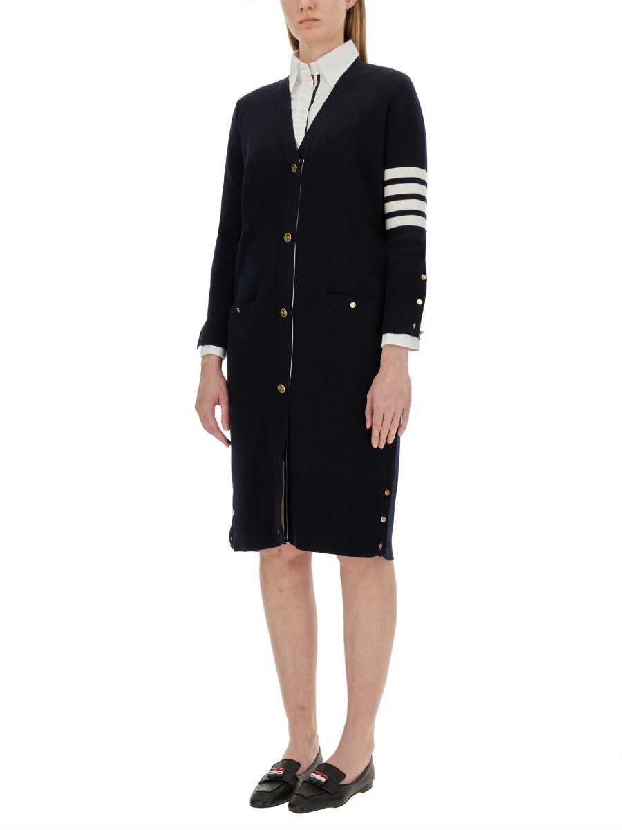 Thom Browne 4BAR LONG CARDIGAN Blauw