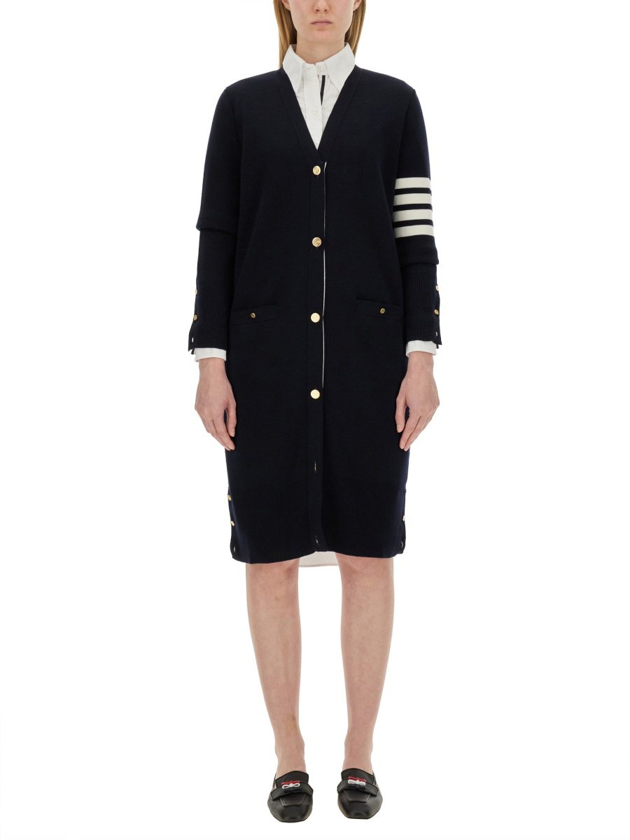 Thom Browne 4BAR LONG CARDIGAN Blauw