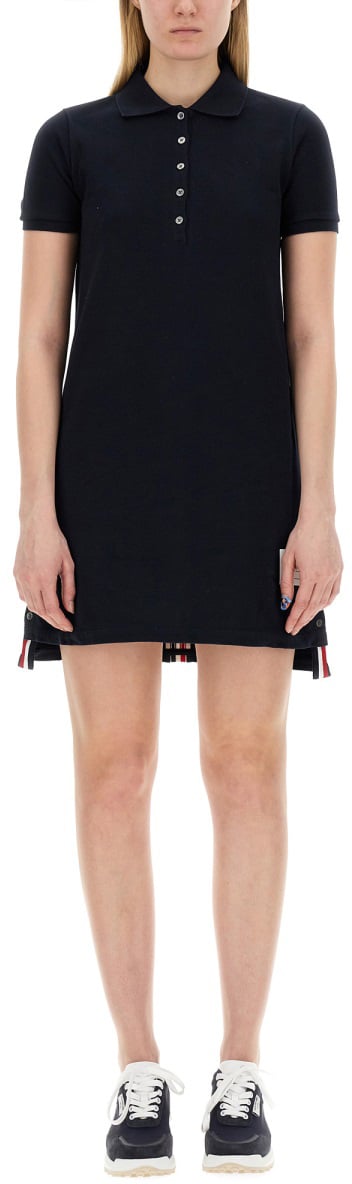 Thom Browne COTTON PIQUE POLO SHIRT DRESS Blauw