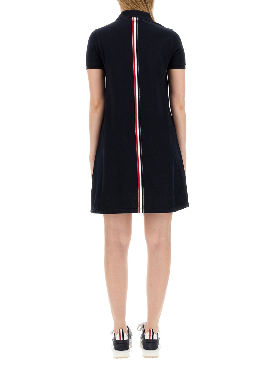 Thom Browne COTTON PIQUE POLO SHIRT DRESS Blauw