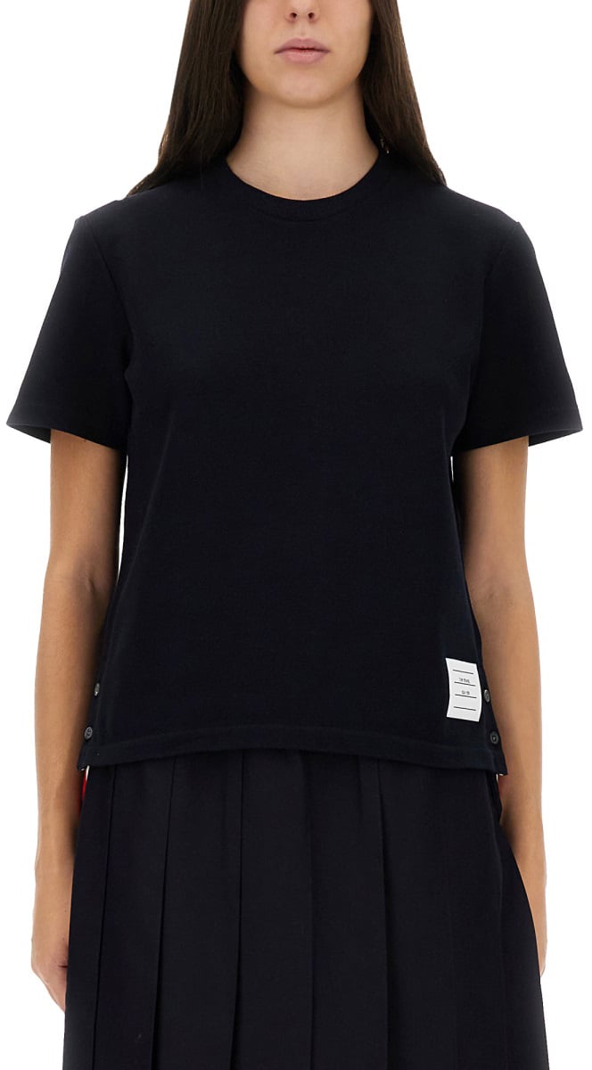 Thom Browne T-SHIRT WITH STRIPES Blauw