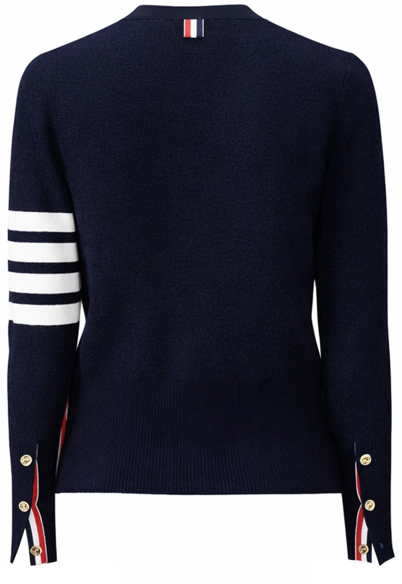 Thom Browne V-NECK CARDIGAN Blauw