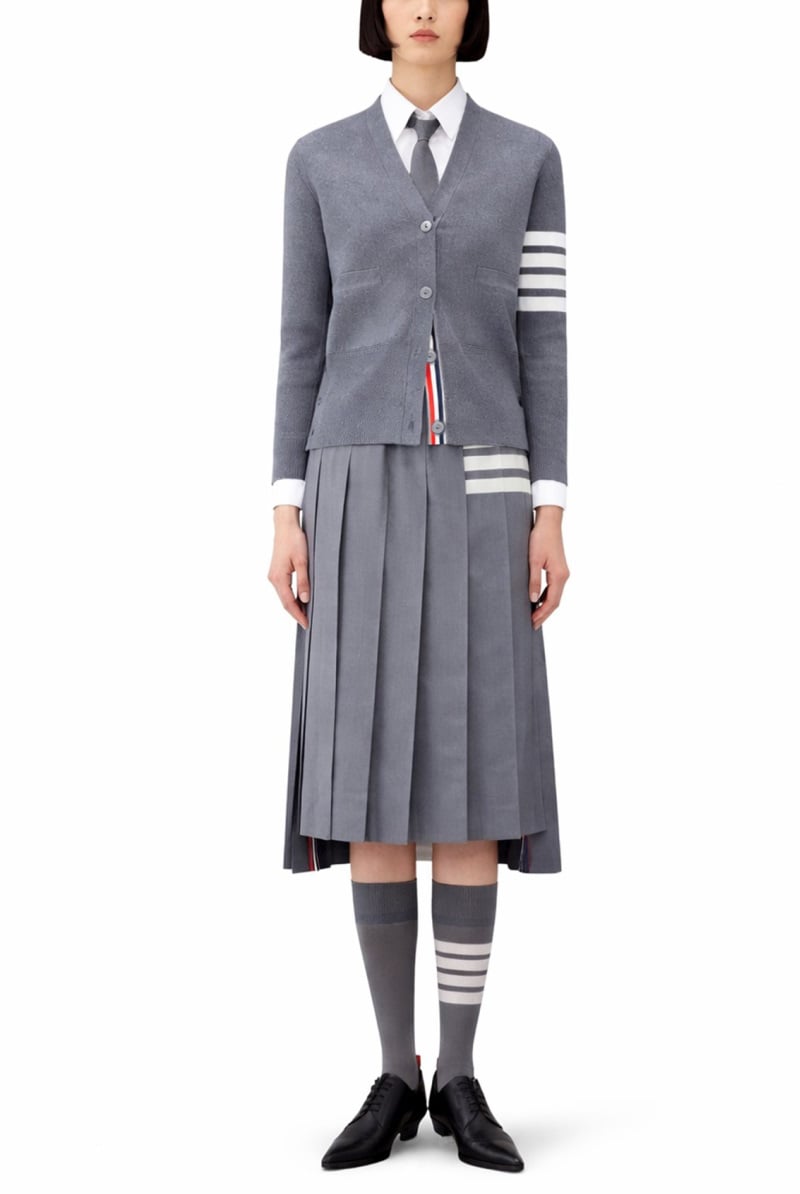 Thom Browne V-NECK CARDIGAN Grijs