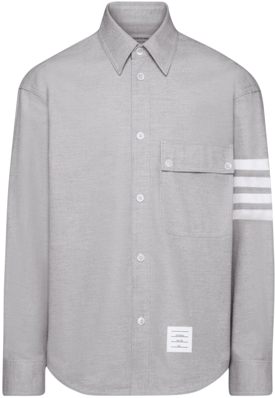 Thom Browne 4 BAR DOUBLE NEEDLE CONTRAST STITCH FLANNEL SHIRT Grijs