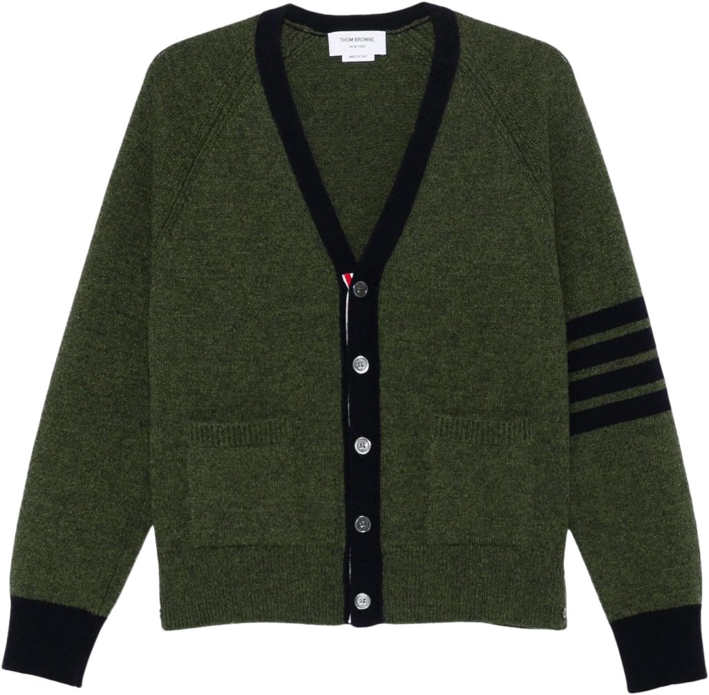 Thom Browne 4 BAR SHETLAND WOOL CARDIGAN Groen