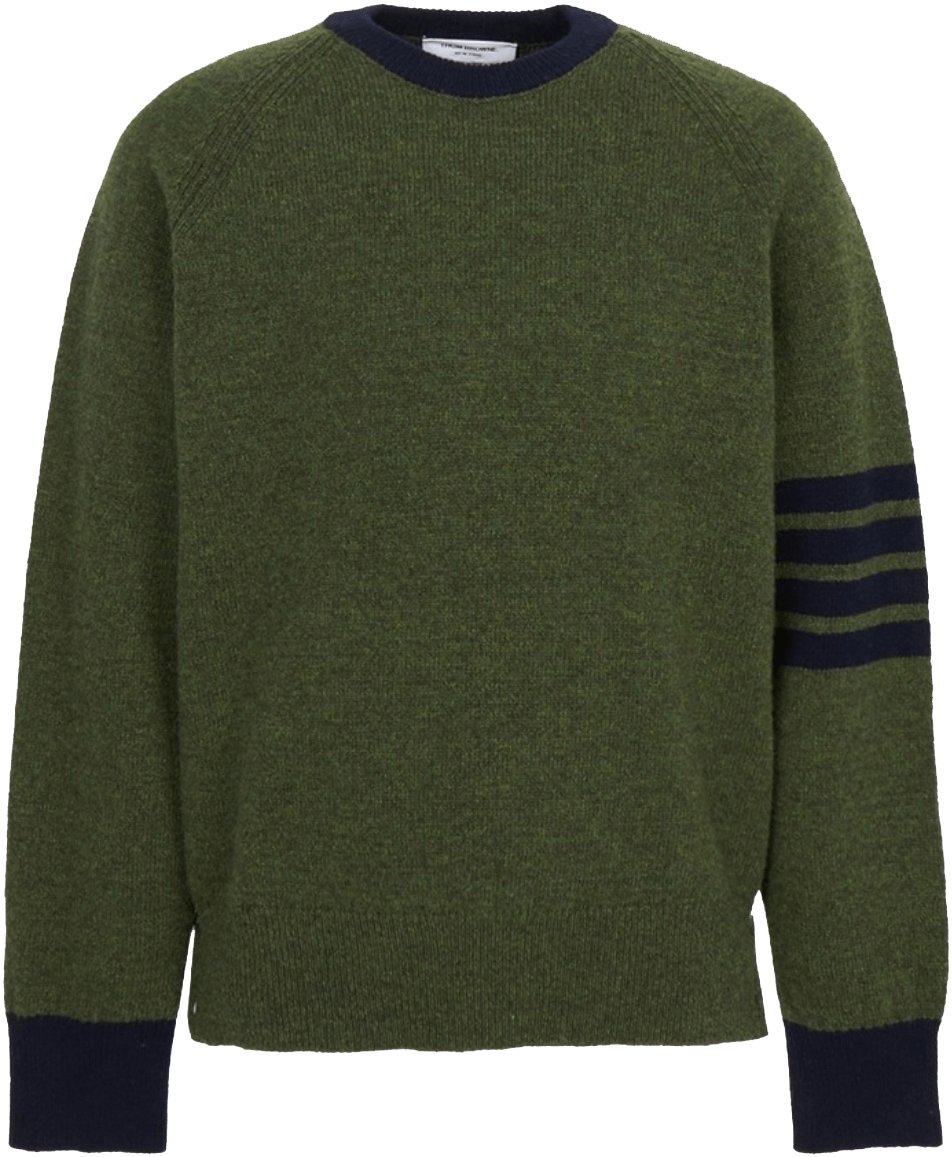 Thom Browne 4 BAR SHETLAND WOOL CREWNECK Groen