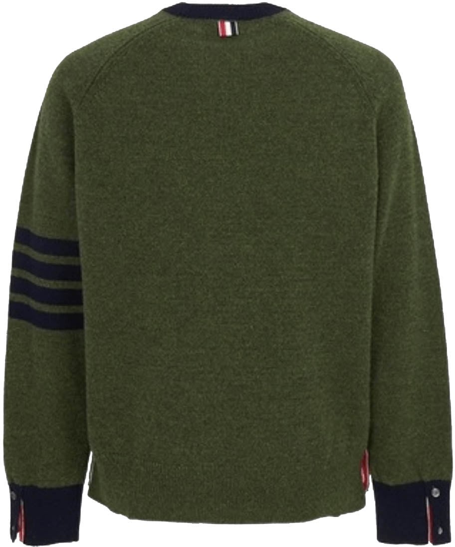 Thom Browne 4 BAR SHETLAND WOOL CREWNECK Groen
