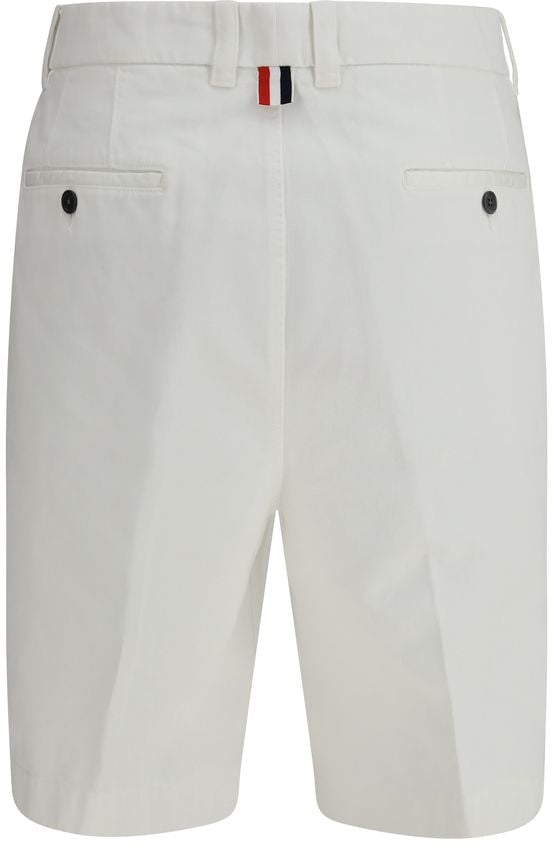 Thom Browne White Polyester Bermuda Shorts Wit