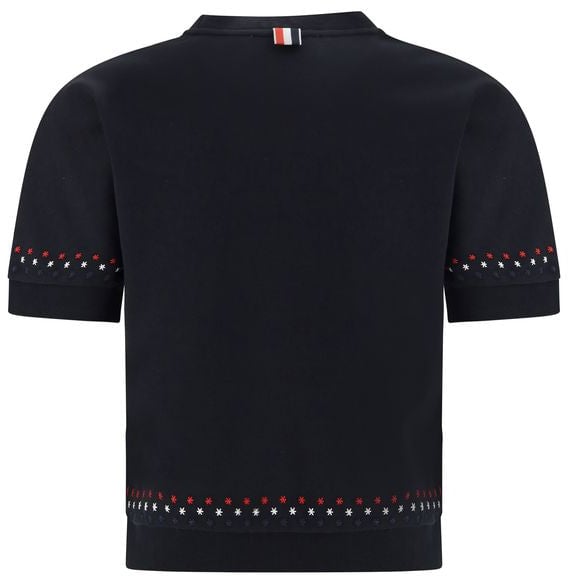 Thom Browne Black Cotton T-Shirt Zwart