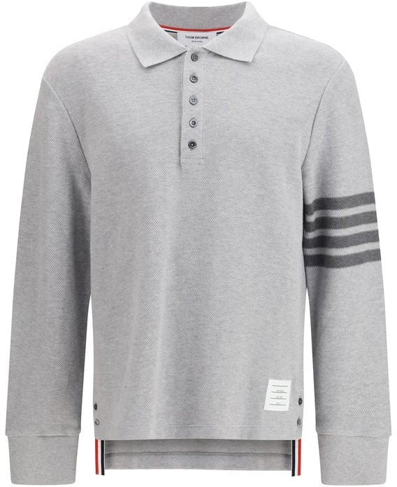 Thom Browne Gray Cotton Polo Shirt Grijs