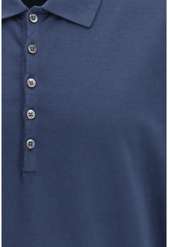 Thom Browne Blue Cotton Polo Shirt Blauw