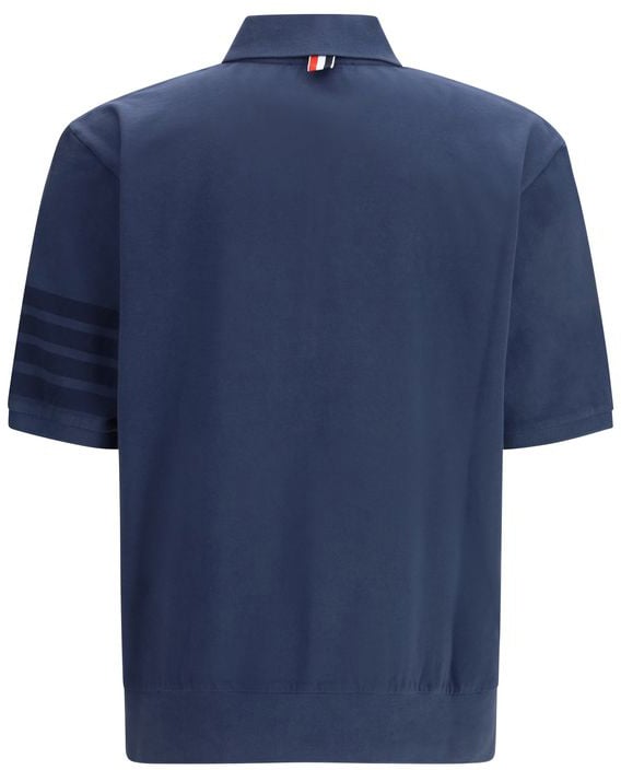 Thom Browne Blue Cotton Polo Shirt Blauw