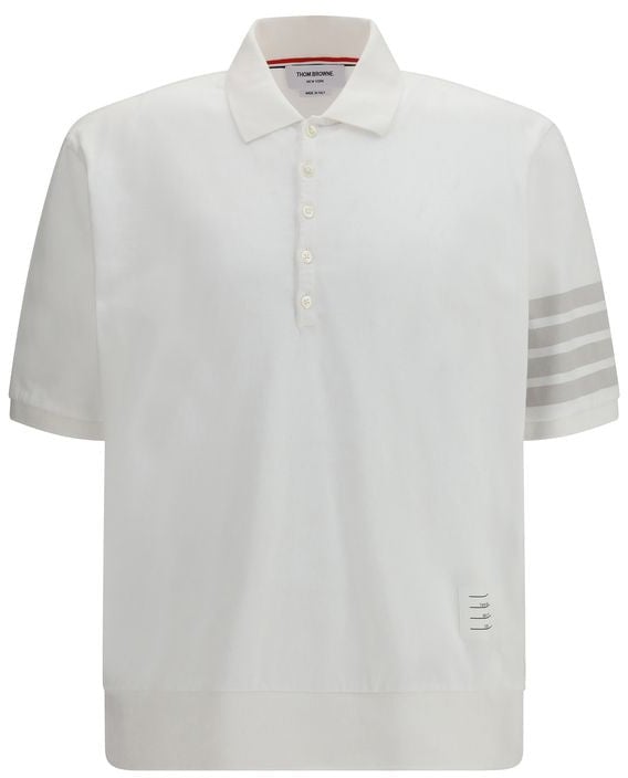 Thom Browne Thom Browne White Cotton Polo Shirt Bruin