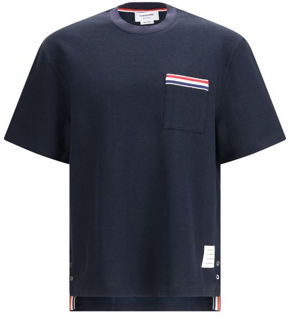 Thom Browne Blue Cotton T-Shirt Blauw