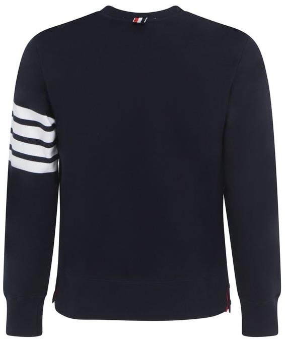 Thom Browne "4-Bar" Crew Neck Sweatshirt, In Blue Cotton Blauw