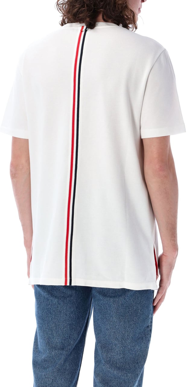 Thom Browne Relaxed Fit Ss Tee W/ Center-Back Rwb St Bianco Wit