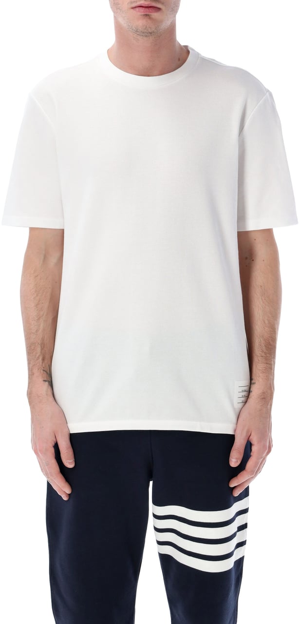 Thom Browne Relaxed Fit Ss Tee W/ Center-Back Rwb St Bianco Wit