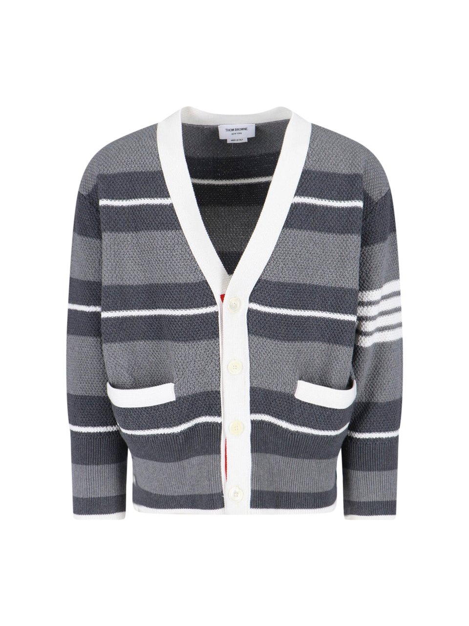 Thom Browne Striped Cardigan – Grey Grijs