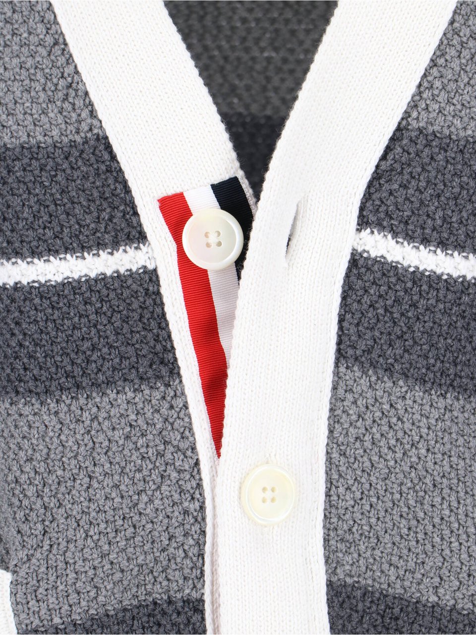 Thom Browne Striped Cardigan – Grey Grijs