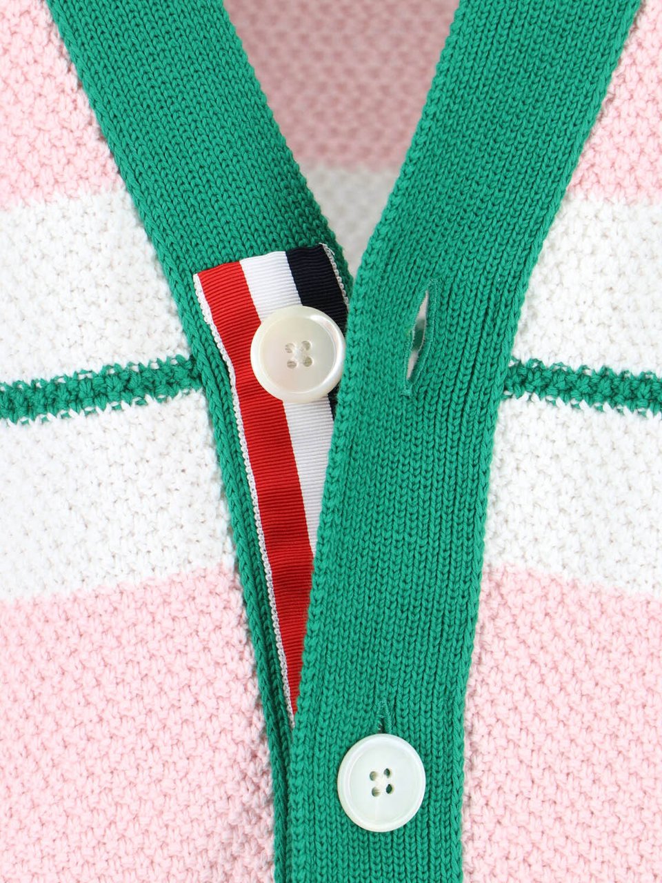 Thom Browne Striped Cardigan – Pink Roze