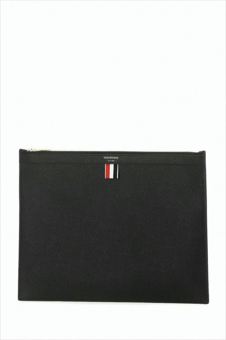 Thom Browne "Pebble Grain" Pouch – Black Zwart