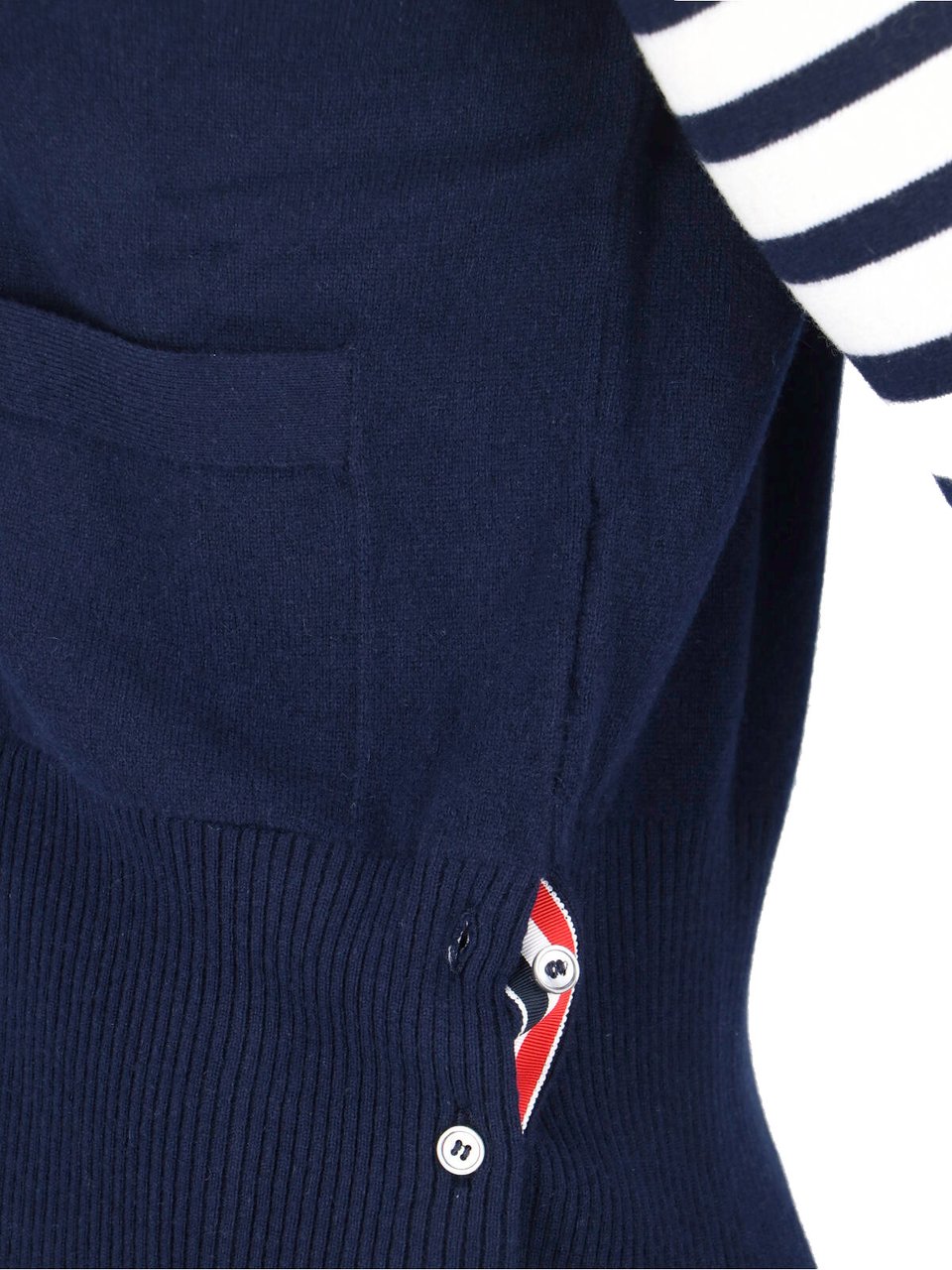 Thom Browne Navy Cashmere Cardigan With V-Neckline Blauw