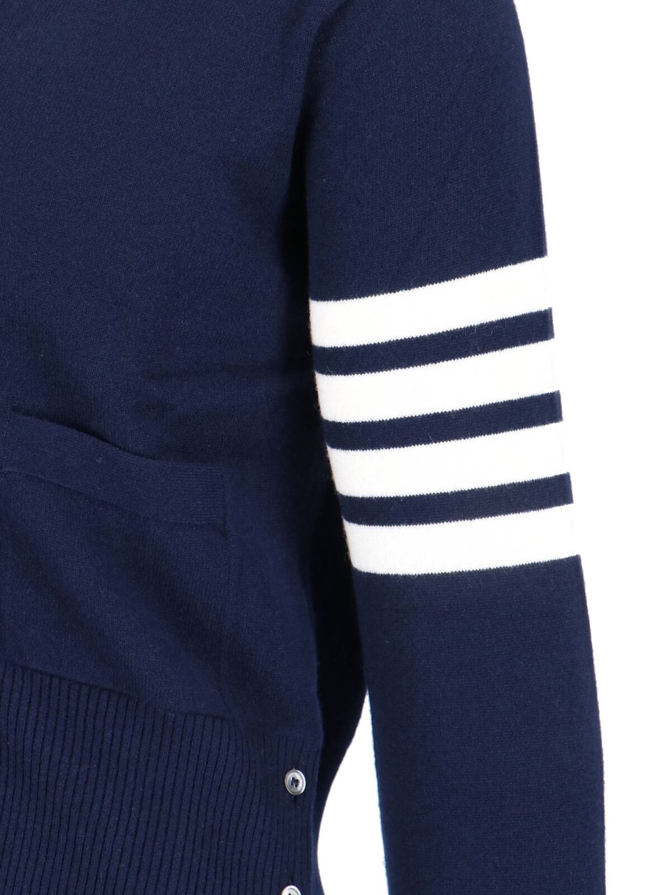 Thom Browne Navy Cashmere Cardigan With V-Neckline Blauw